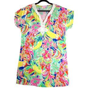 Lilly Pulitzer Dress Tunic Harlow Sz Medium Casa Banana Tropical Floral